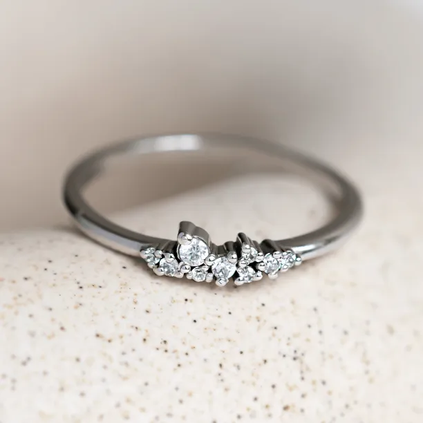 Gold ring with diamonds CLUSTER Image