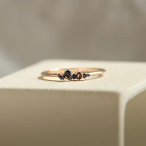 Gold ring with sapphires CLUSTER Thumbnail