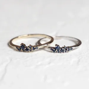 Gold ring with sapphires CLUSTER Thumbnail