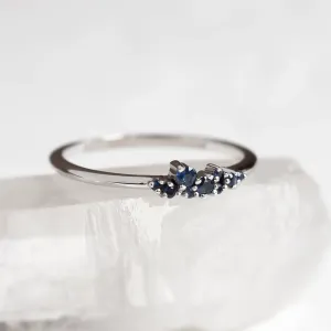 Gold ring with sapphires CLUSTER Thumbnail