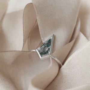 Gold ring with moss agate DANA Thumbnail