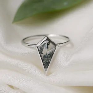 Gold ring with moss agate DANA Thumbnail