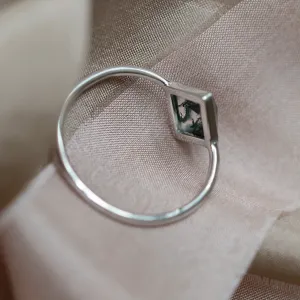 Gold ring with moss agate AUGUSTA Thumbnail