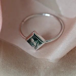 Gold ring with moss agate AUGUSTA Thumbnail