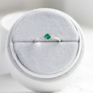 Gold ring with diamonds and emerald MONNY Thumbnail