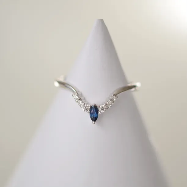 Curved diamond band with sapphire CROWN Image