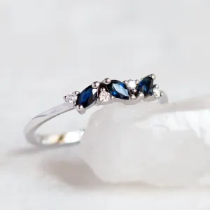 Gold ring with sapphires and round diamonds VALLY Thumbnail