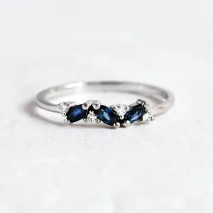 Gold ring with sapphires and round diamonds VALLY Thumbnail