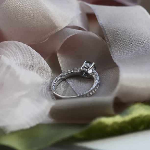 Gold ring with rutile quartz in a Victorian style STAI Image