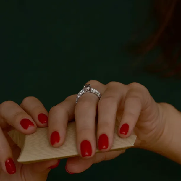 Gold ring with rutile quartz in a Victorian style STAI Image