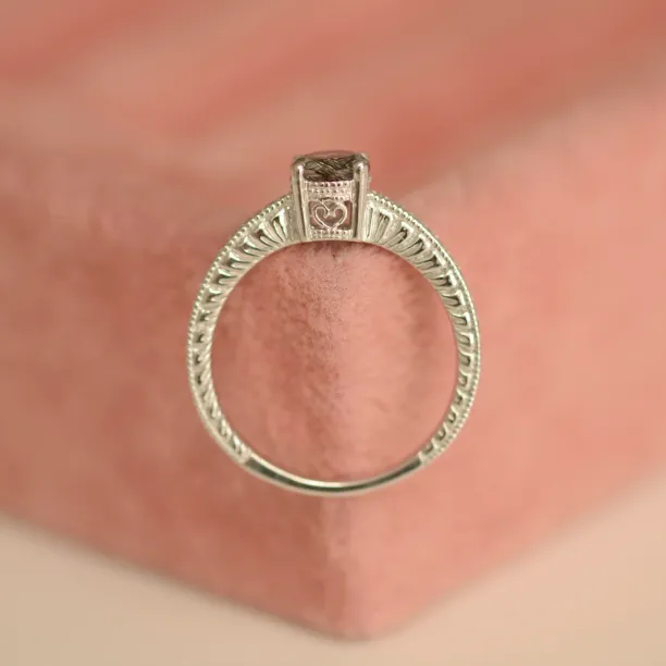 Gold ring with rutile quartz in a Victorian style STAI Image