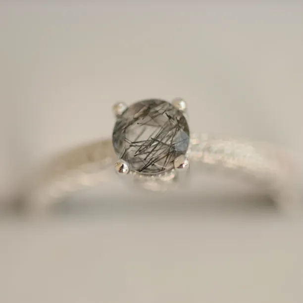 Gold ring with rutile quartz in a Victorian style STAI Image