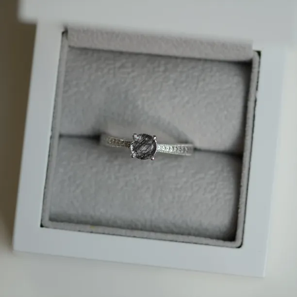 Gold ring with rutile quartz in a Victorian style STAI Image