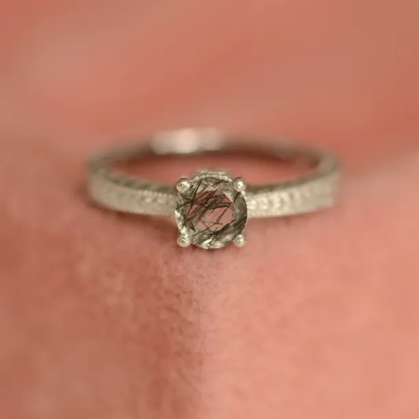 Gold ring with rutile quartz in a Victorian style STAI Image