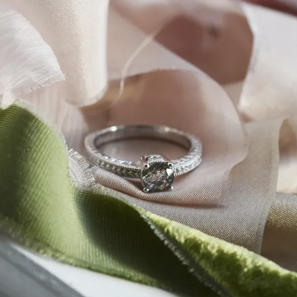 Gold ring with rutile quartz in a Victorian style STAI Image