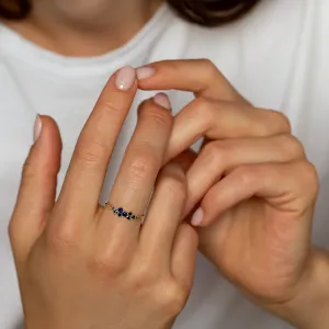 Gold cluster ring with sapphires CLARA Thumbnail