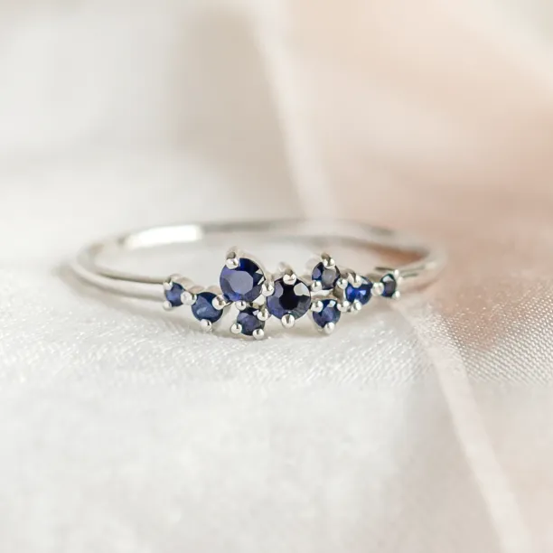 Gold cluster ring with sapphires CLARA Image