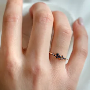Gold cluster ring with sapphires CLARA Thumbnail