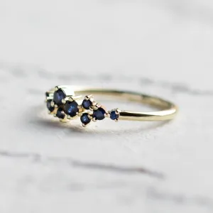 Gold cluster ring with sapphires CLARA Thumbnail