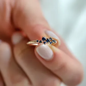 Gold cluster ring with sapphires CLARA Thumbnail