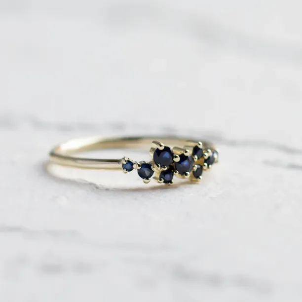 Gold cluster ring with sapphires CLARA Image