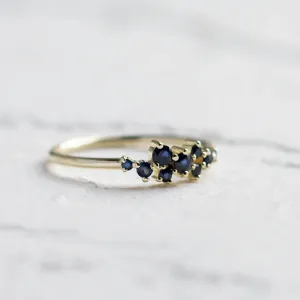 Gold cluster ring with sapphires CLARA Thumbnail