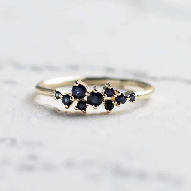 Gold cluster ring with sapphires CLARA Image