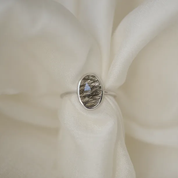 Gold ring with rutile quartz VALENCIA Image