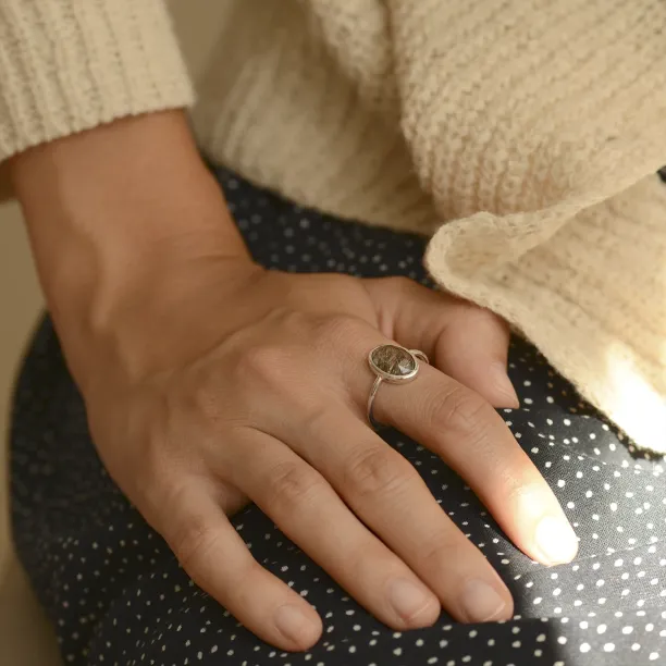 Gold ring with rutile quartz VALENCIA Image
