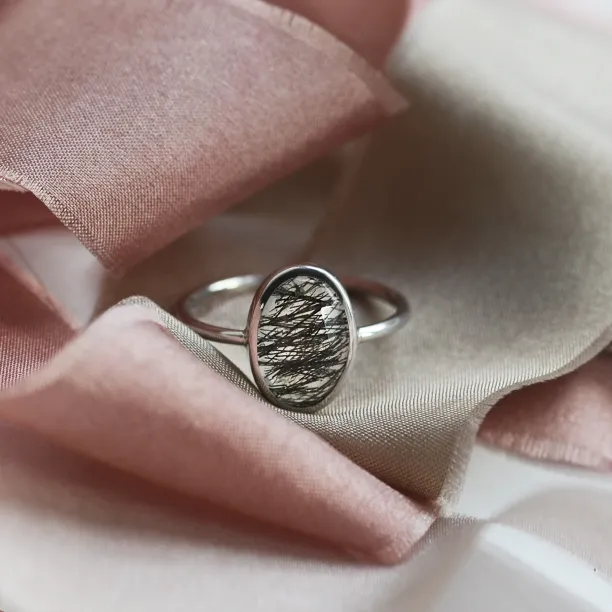 Gold ring with rutile quartz VALENCIA Image