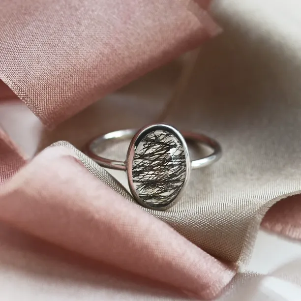 Gold ring with rutile quartz VALENCIA Image