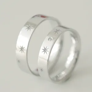 Gold wedding rings with stars and diamond STAR Thumbnail