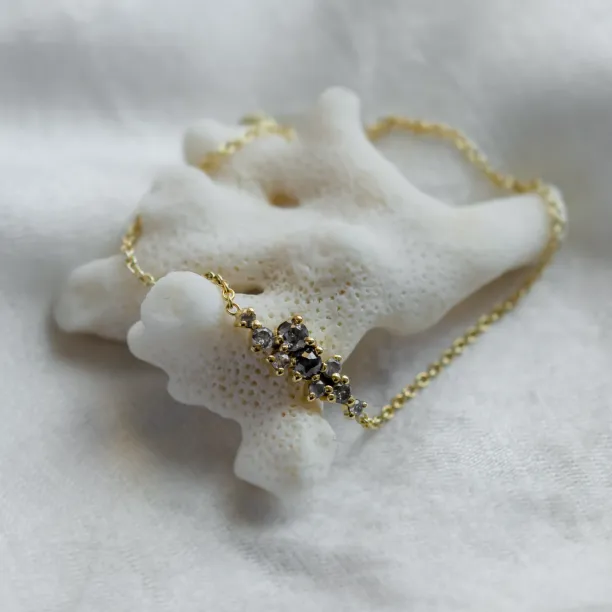 Gold bracelet with diamonds salt and pepper diamonds CLARE  Image