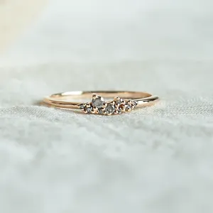 Gold ring with salt and pepper diamonds CLUSTER