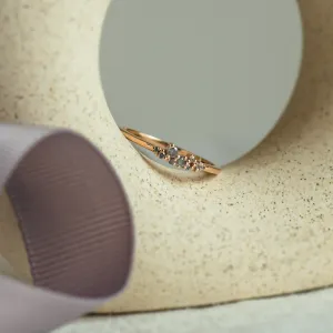 Gold ring with salt and pepper diamonds CLUSTER Thumbnail