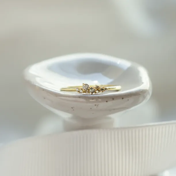 Gold ring with salt and pepper diamonds CLUSTER Image
