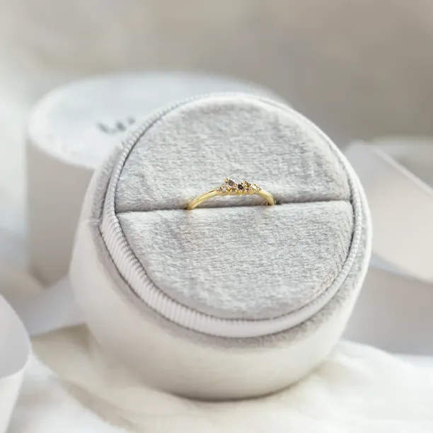 Gold ring with salt and pepper diamonds CLUSTER Image