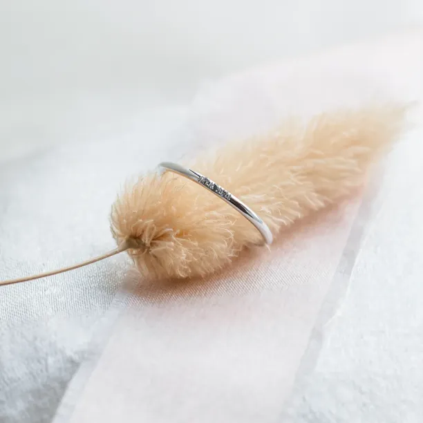 Gold minimalist ring with salt and pepper diamonds OLU Image