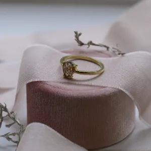 Gold ring with pear salt and pepper diamond BERTA Thumbnail