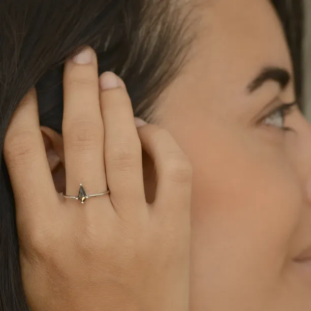 Solid gold ring with salt and pepper diamond ANZI Image
