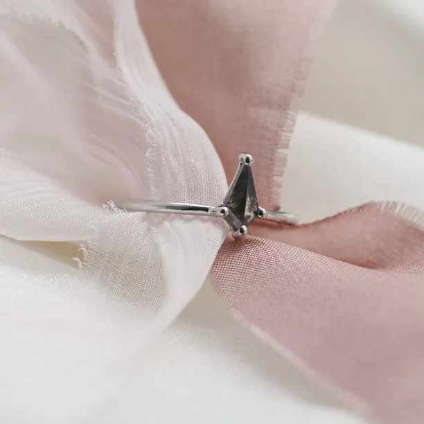 Solid gold ring with salt and pepper diamond ANZI Image