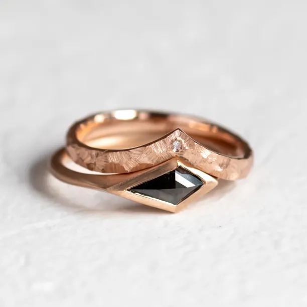 Wedding rings with matte faceted finish RIO Image