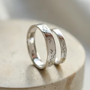 Gold wedding rings with plant motif MIKA Thumbnail
