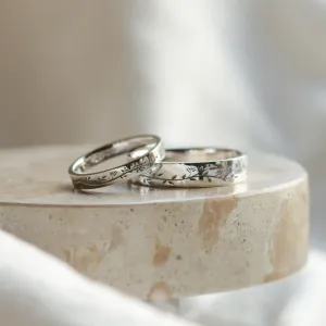 Gold wedding rings with plant motif MIKA Thumbnail