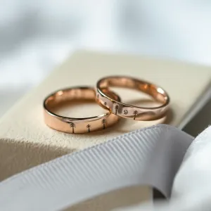 Gold wedding rings with engraved trees FORI Thumbnail