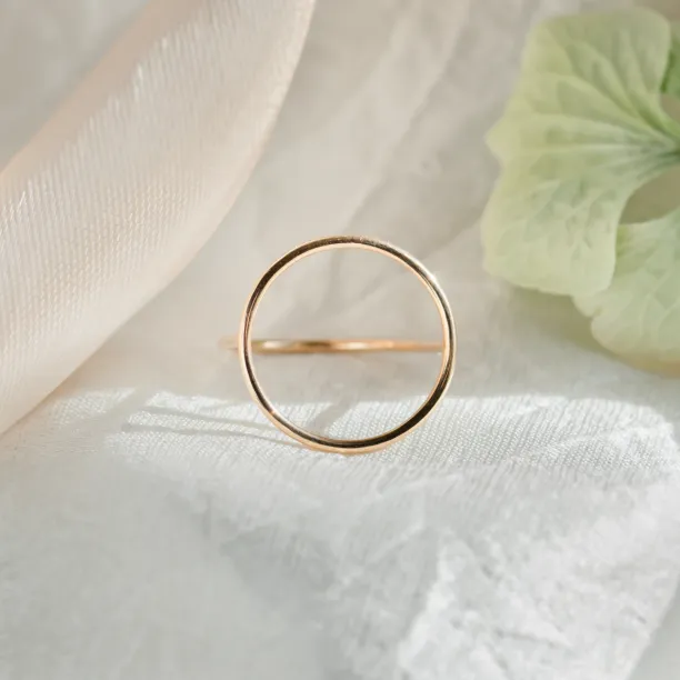 Minimalistic gold ring with the circle NORE Image