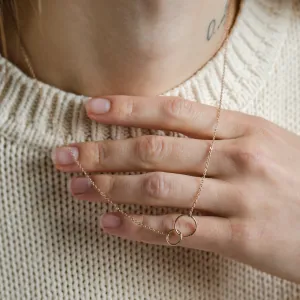 Minimalist gold necklace with rings VOVET Thumbnail