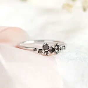 Gold ring with black diamonds CLARA Thumbnail
