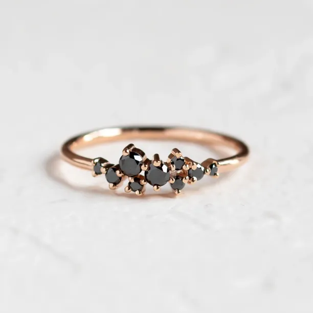 Gold ring with black diamonds CLARA Image