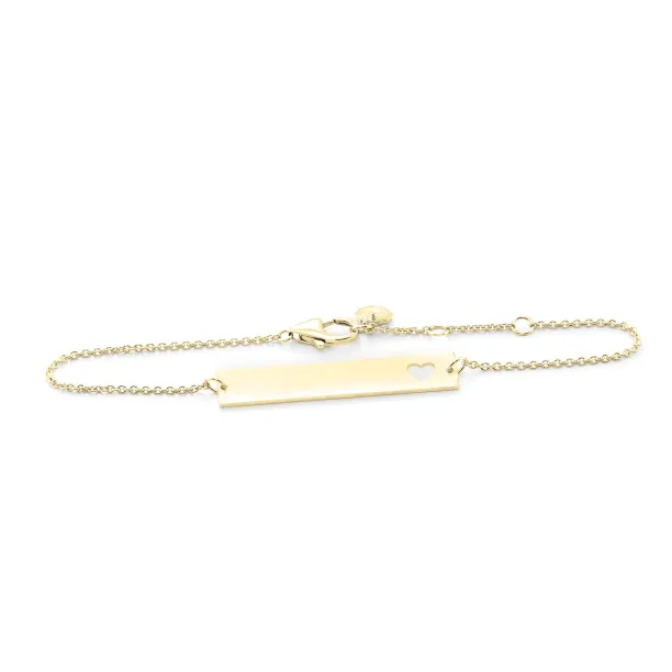 Minimalist gold bracelet with heart and engraving Renma Image
